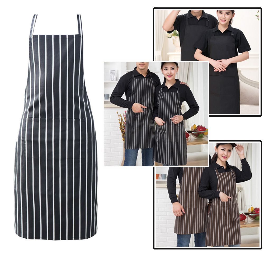Supplies Home Kitchen Long Halter Neck Catering Chef Apron Bibs Stripes Pinafore Clean Pinafore