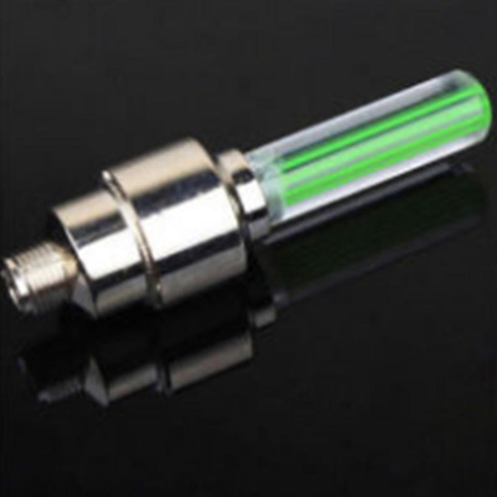 2PCS Motorcycle Wheel Light Tire Valve Stem Cap Lamp Night Riding Decoration Universal for Car Bike Bicycle Green