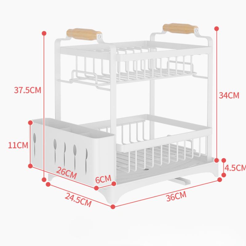 2-х уровневая сушилка для посуды с поддоном для сбора капель, полка для сушки посуды для органайзера на кухонной столешнице