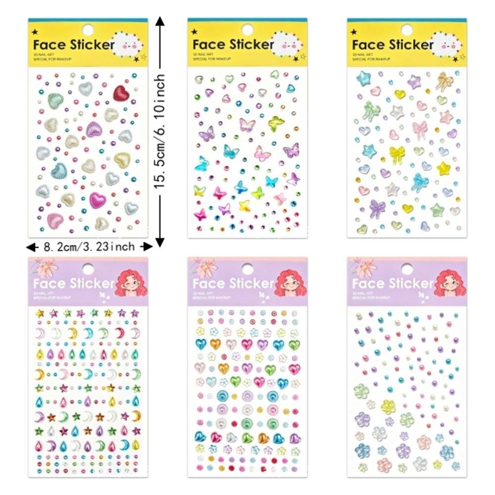 3D Resin Face Eye Jewels Sticker with Adhesive Backing Crystal Gem Sticker Christmas Party