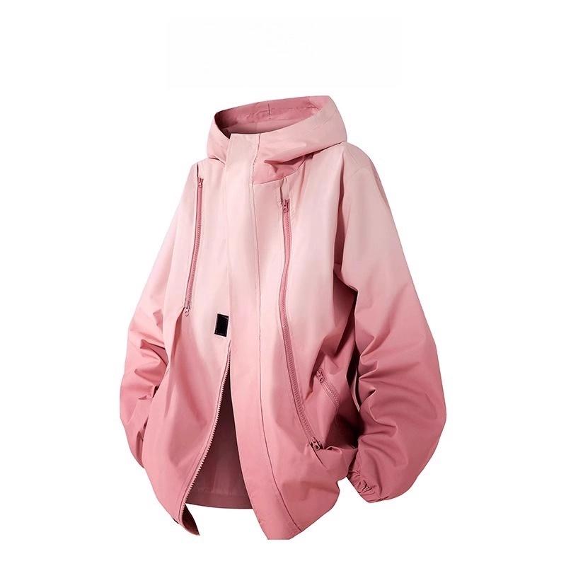 Unisex Gradient Windproof Hooded Jacket: Spring/Autumn Outdoor Casual & Water-Repellent Mountaineering Coat