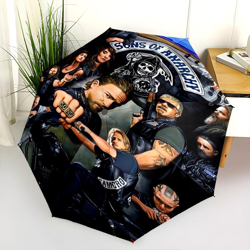 Sons Anarchy: Brotherhood Rebellion Folding umbrella travel Suitable for all seasons Sun umbrella Gift Three folds