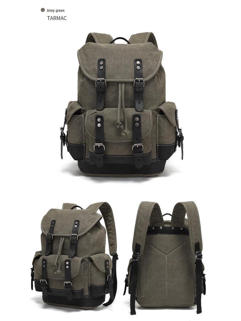 Unisex Waterproof Waxed Canvas Travel Backpack for Outdoor Sports and Laptops