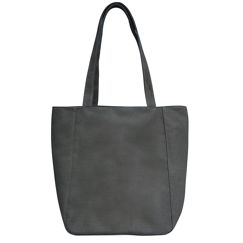 [Xpass] Tote Bag Canvas A4 Canvas Tote Canvas Ladies Men's Plain Color With Zipper Has an Inside Pocket Bg102gry