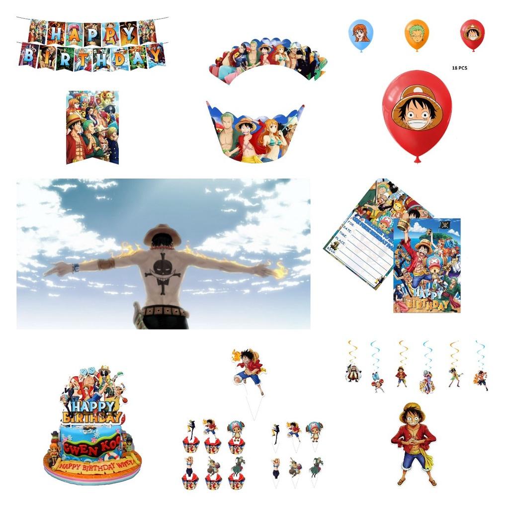 Colorful One Piece Themed Birthday Party Decoration Set Vibrant And Whimsical Paper Props And Balloons