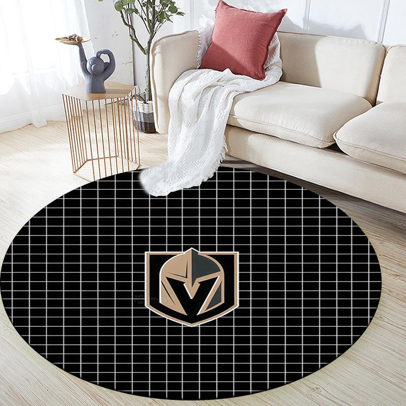 Vegas Golden Knights Round Area Rug,Carpet Rug for Living Room Bedroom Sofa Playroom Decor,Non-slip Floor Mat