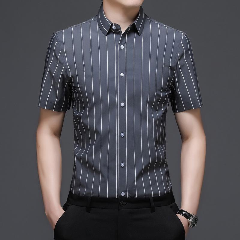 Summer New Men's Short-Sleeved Shirt Middle-Aged Simple Casual Thin Lapels Fashion Shirt