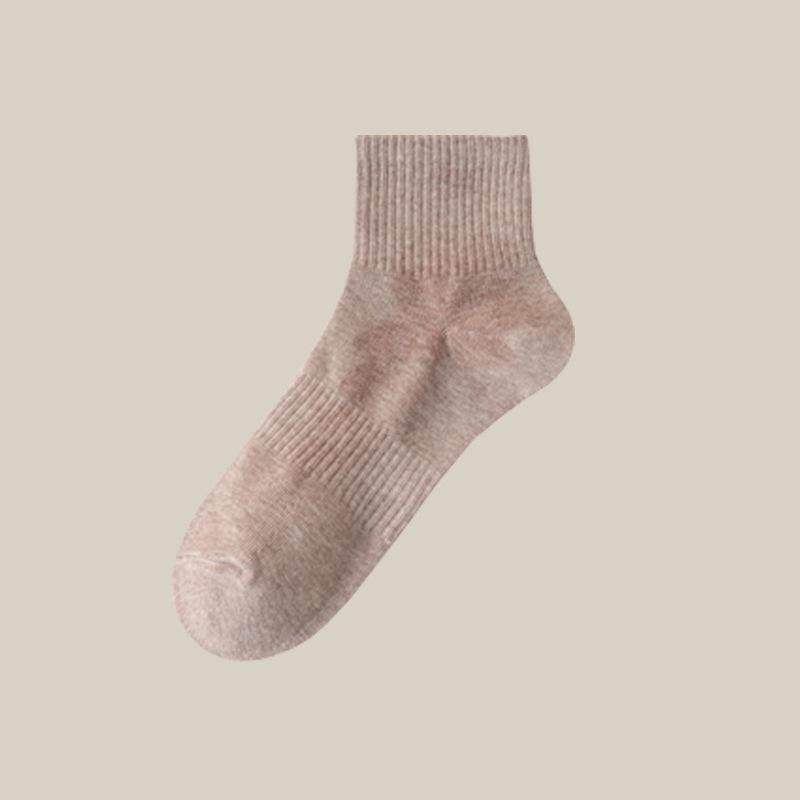 Women's Autumn Mid-calf Socks, Summer Thin Sweat-absorbing and Breathable Cotton Socks, Solid-colored Short Socks, Spring and Autumn Long Calf Socks