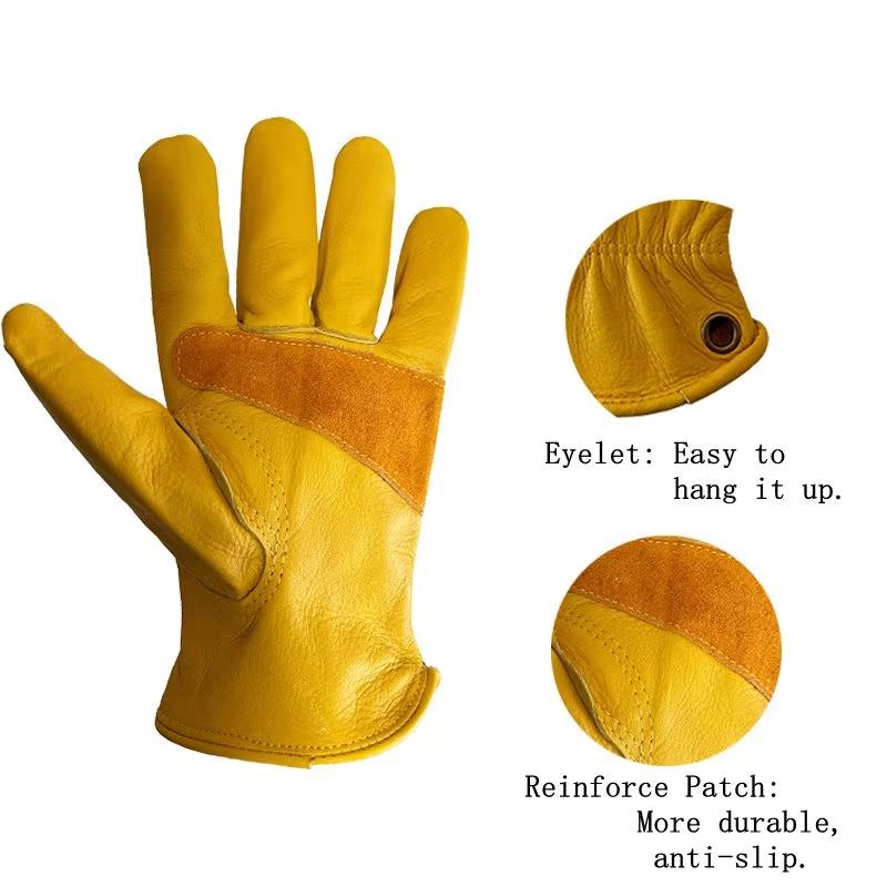 A Grade Custom Logo Heavy Duty Leather Work Gloves With Grip Palm for Men Bulk Safety Garden Working Gloves Construction