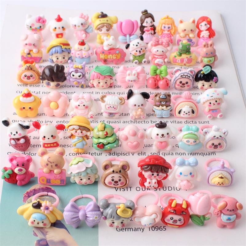 10 шт. мультяшное детское кольцо из смолы, милое цветочное кольцо, матовое кольцо, подарок