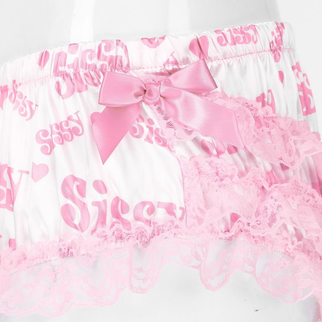 Мужское сексуальное нижнее белье, блестящие рюшами, трусы-бикини Sissy, трусики-стринги, нижнее белье, атласные шорты