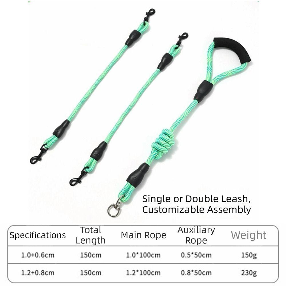 Wave Pattern Two Dog Lead Rope Anti-Winding Pet Walking Rope Anti-Tangle Dual Dog Leash Small Dogs