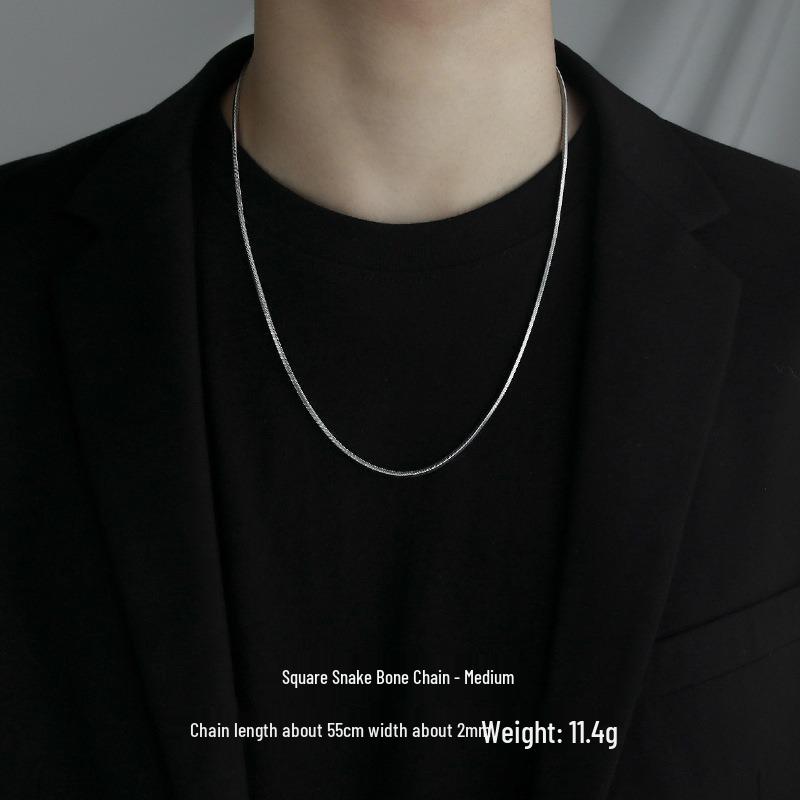 Квадратная цепочка-змейка из титановой стали: Унисекс Легкая Роскошь, Высококлассная Ключичная Цепочка