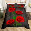 Rose Duvet Cover Set Red Rose Floral Bedding Sets Flower Butterfly Comforter Cover for Women Modern Fashion Marble Quilt Cover