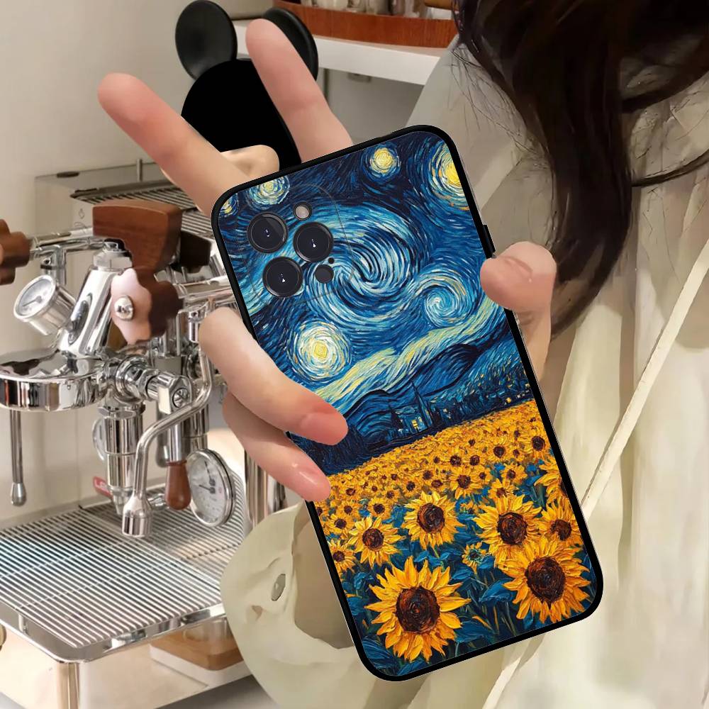 Мультяшный чехол для телефона в стиле Ван Гога для IPhone 17 16 15 14 11 12 13 Mini Pro XS Max Plus Funda Shell