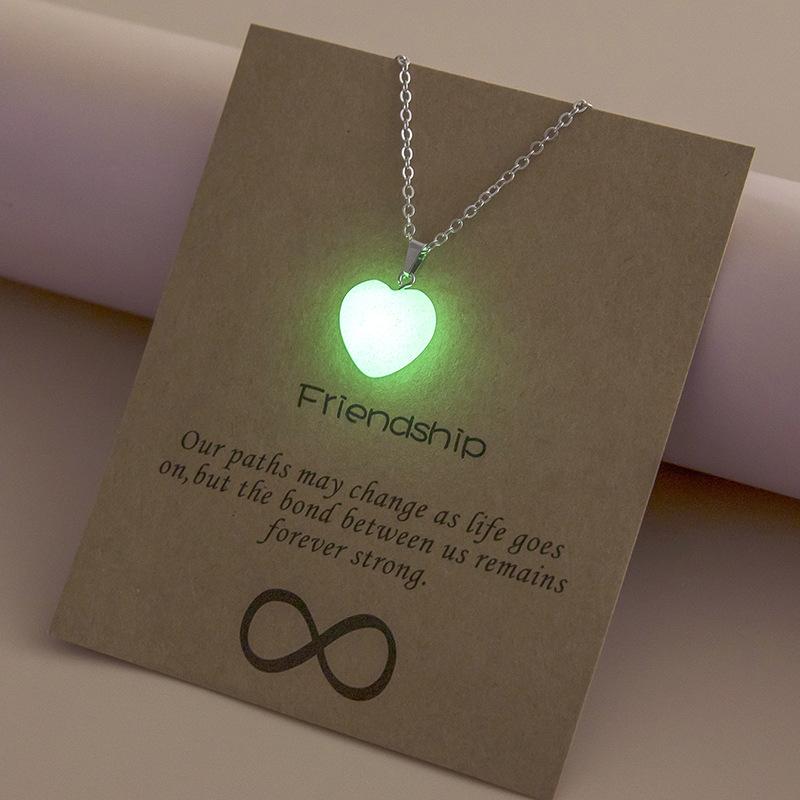 JWER New Simple Luminous Necklace Glowing Night Round Star Heart Pendant Glow In The Dark Necklace for Men Women Hallowen Gifts