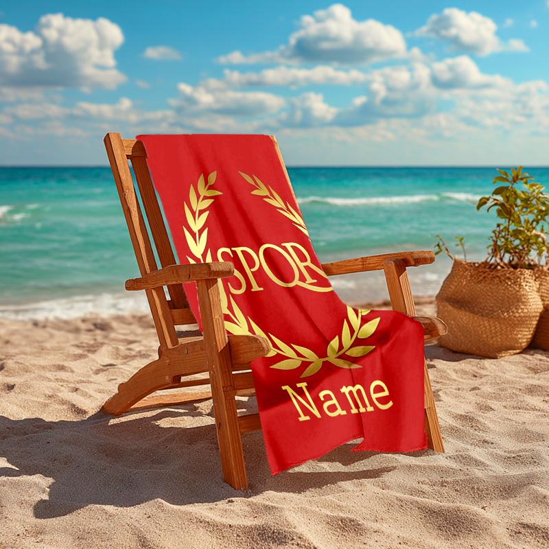 Personalized customized proof beach towel with SPQR logo pattern - soft, absorbent,quick-drying,perfect swimming,camping&bathing