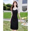 Sishuinianhua Women's Elegant Short-Sleeve A-Line Midi Dress