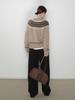 Women's Fair Isle Retro Cashmere Cardigan: Round Neck, Jacquard Sweater Coat, Loose Knit Top