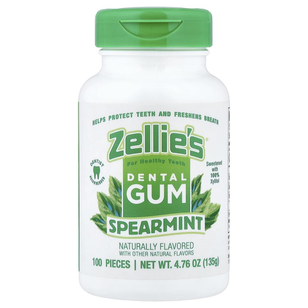 Zellie's, Жевательная резинка для зубов, Мята перечная, 100 штук