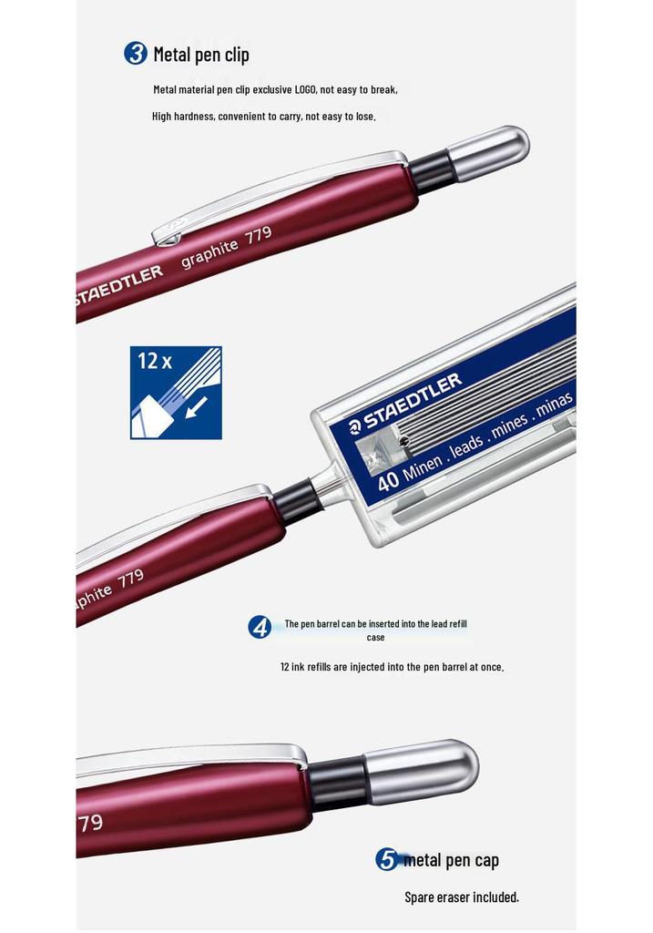 STAEDTLER 779 Механический карандаш со выдвижным стержнем для офиса и студентов