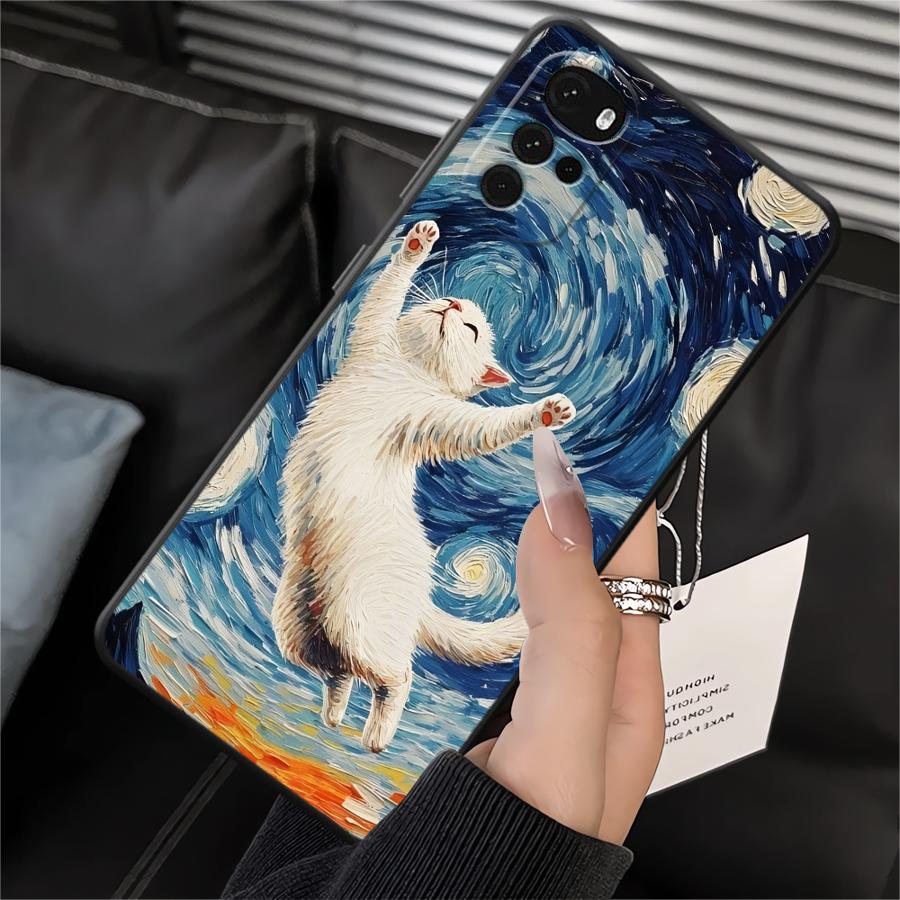 Чехол для телефона для Motorola Moto G22 Edge40 G50 G32 G52 G53 G30 G60s Edge 20 Pro 30 Lite G71 G51 G73 Милый мультяшный кот