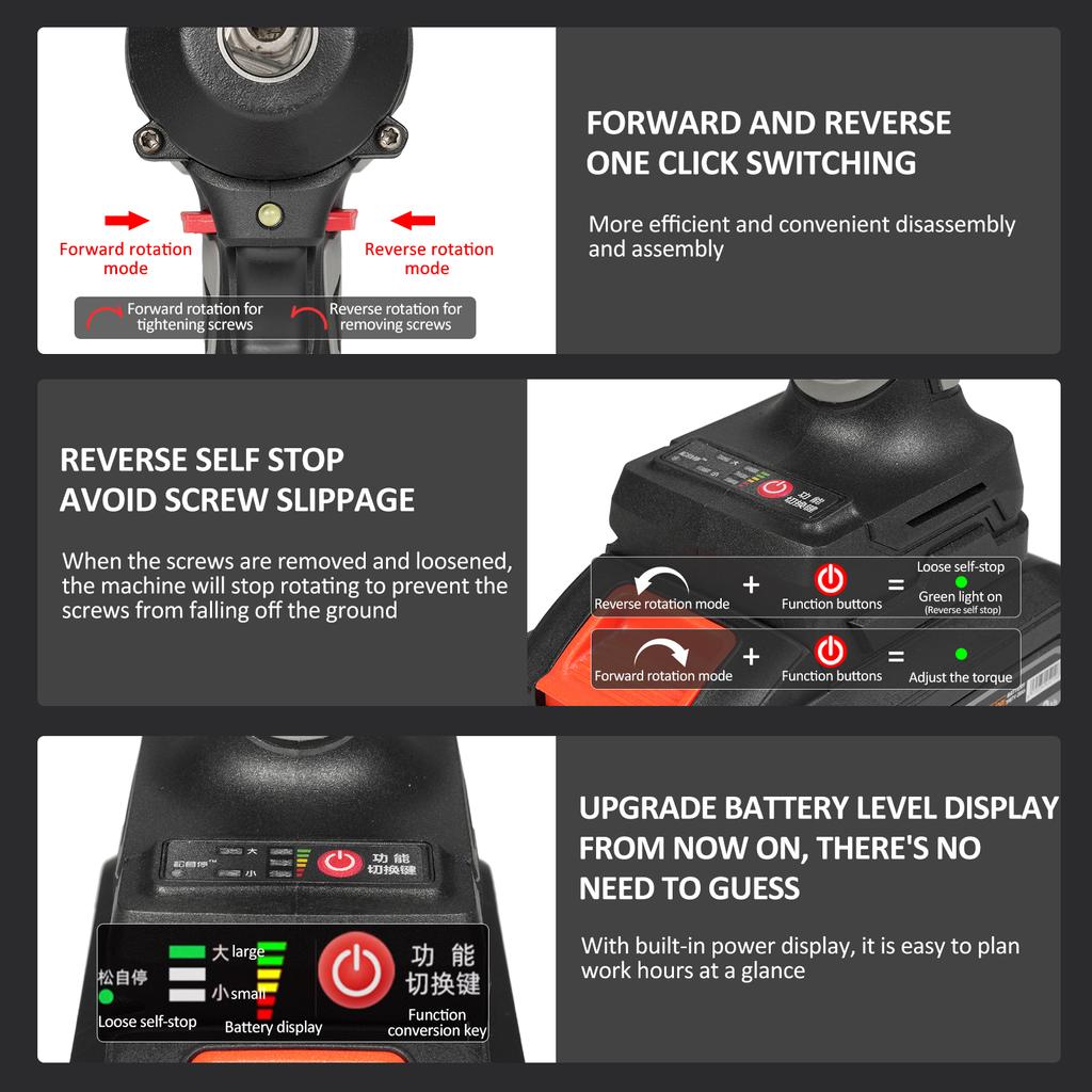 Аккумуляторный ударный гайковерт, 21 В, максимальный крутящий момент 350 Нм, бесщеточный ударный гайковерт, 12 дюймов, бытовой электрический