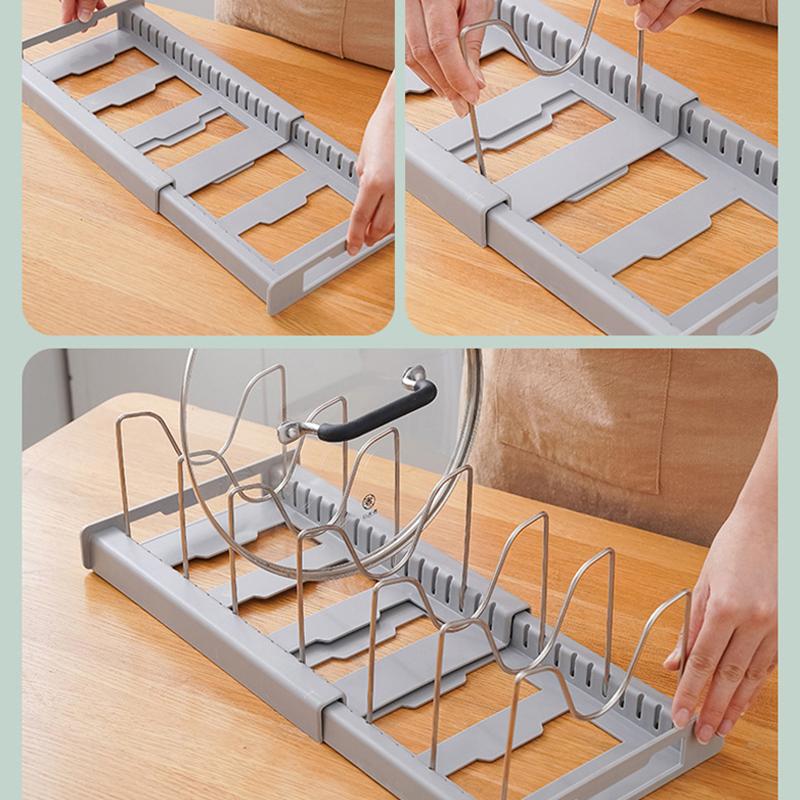 Масштабируемый держатель для кастрюль Регулируемая полка для хранения крышек для кастрюль Шкаф Органайзер для кухонных принадлежностей Крышка для кастрюль Держатель для разделочных досок Полка для кастрюль