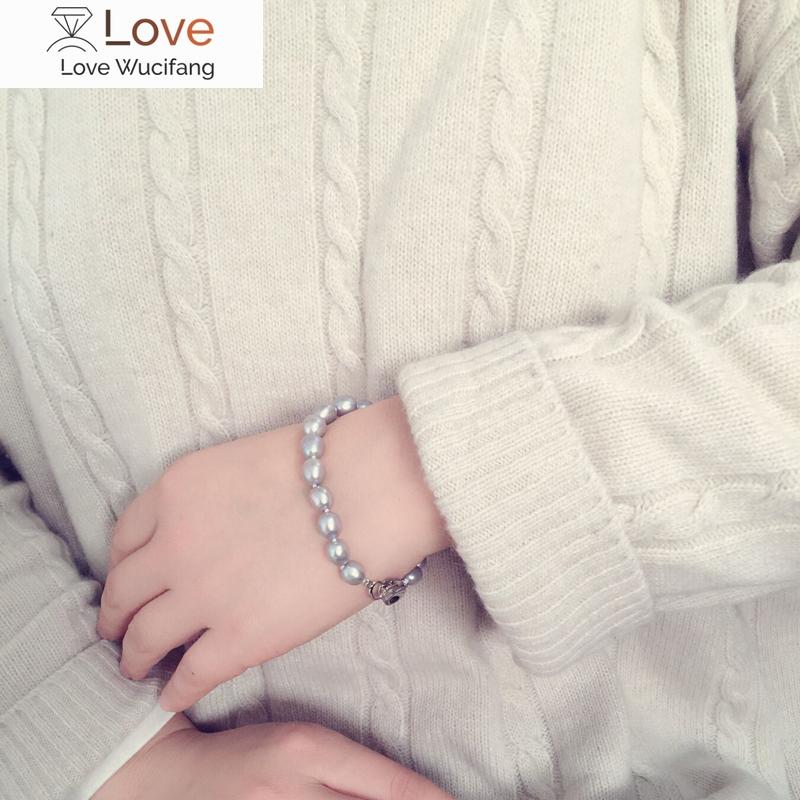 Красивый настоящий серый пресноводный натуральный жемчужный браслет для женщин, свадебный серебряный браслет с подвесками для девочки, подарок на день рождения