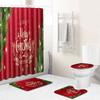Christmas Household Bathroom Shower Curtain Four-Piece Bathroom Non-Slip Door Mat Bedroom Living Room Floor Mat Carpet