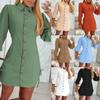 Spring and Autumn Fashion Long-sleeved Shirt Solid Color On Both Sides of The Drawstring Dress Women