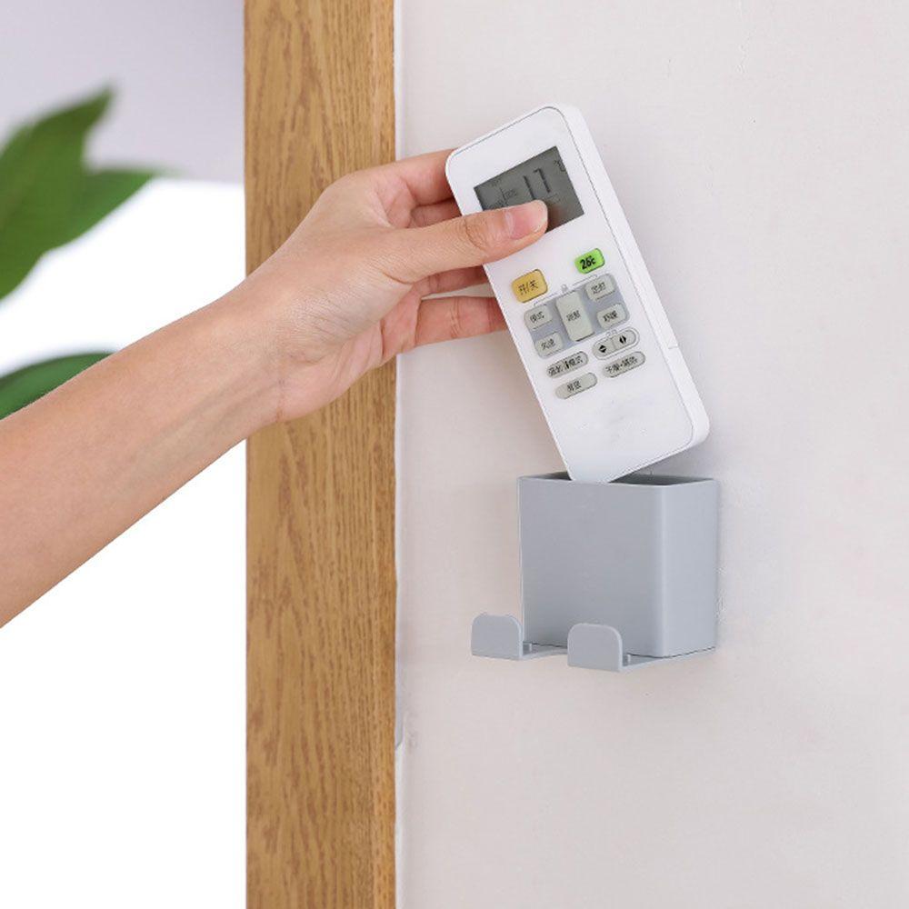 Plug Holder Remote Control Organizer Adhesive Hanger Air Conditioner Storage Box Fixed On Wall