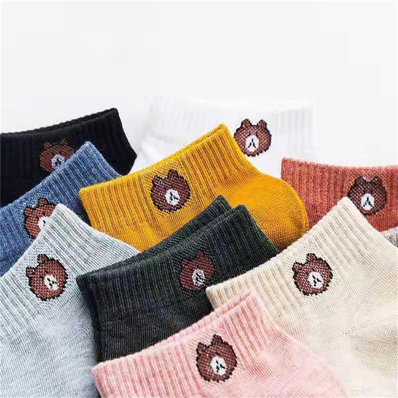 10 Pairs Winter Women Socks Bear Breathable Keep Warm Floor Anti-Skid Socks