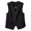 Women Business Vest V Neck Sleeveless Solid Color Single-breasted Business Commute Style Cardigan Suit Coat