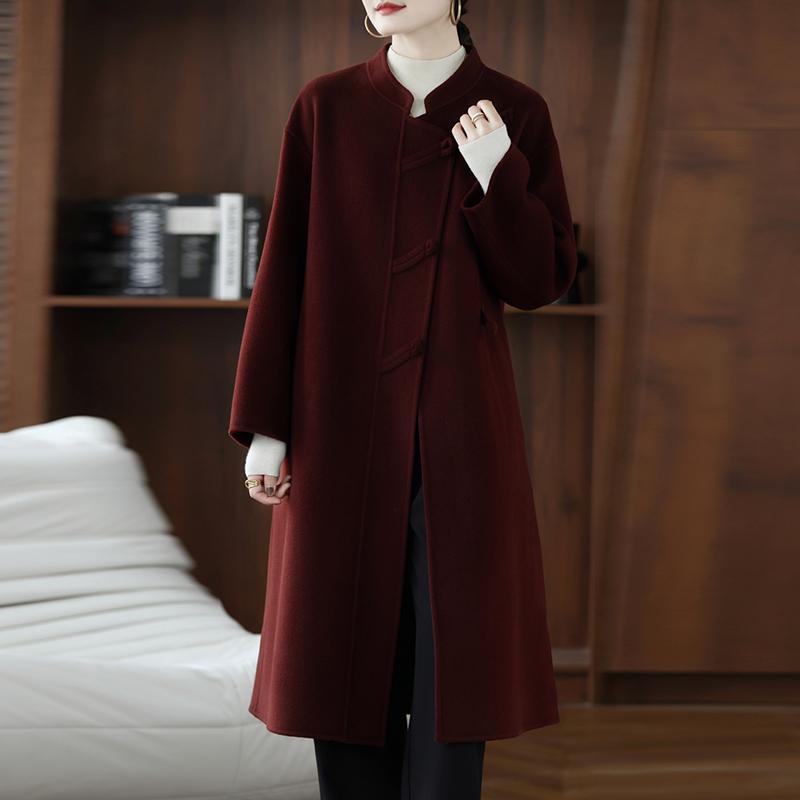 Женское пальто из 100% шерсти TIDENOVEL Осеннее шерстяное длинное пальто Ручной работы Пальто-бушлат Зимняя теплая шерстяная длинная куртка Пальто