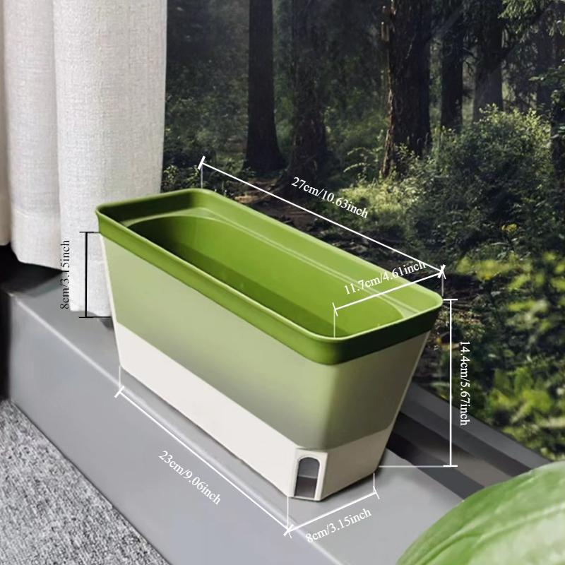 Self-Watering Windowsill Planter Kit: Modern Plastic Herb Garden Set with Visible Water Level Indicator - Suitable for Indoor