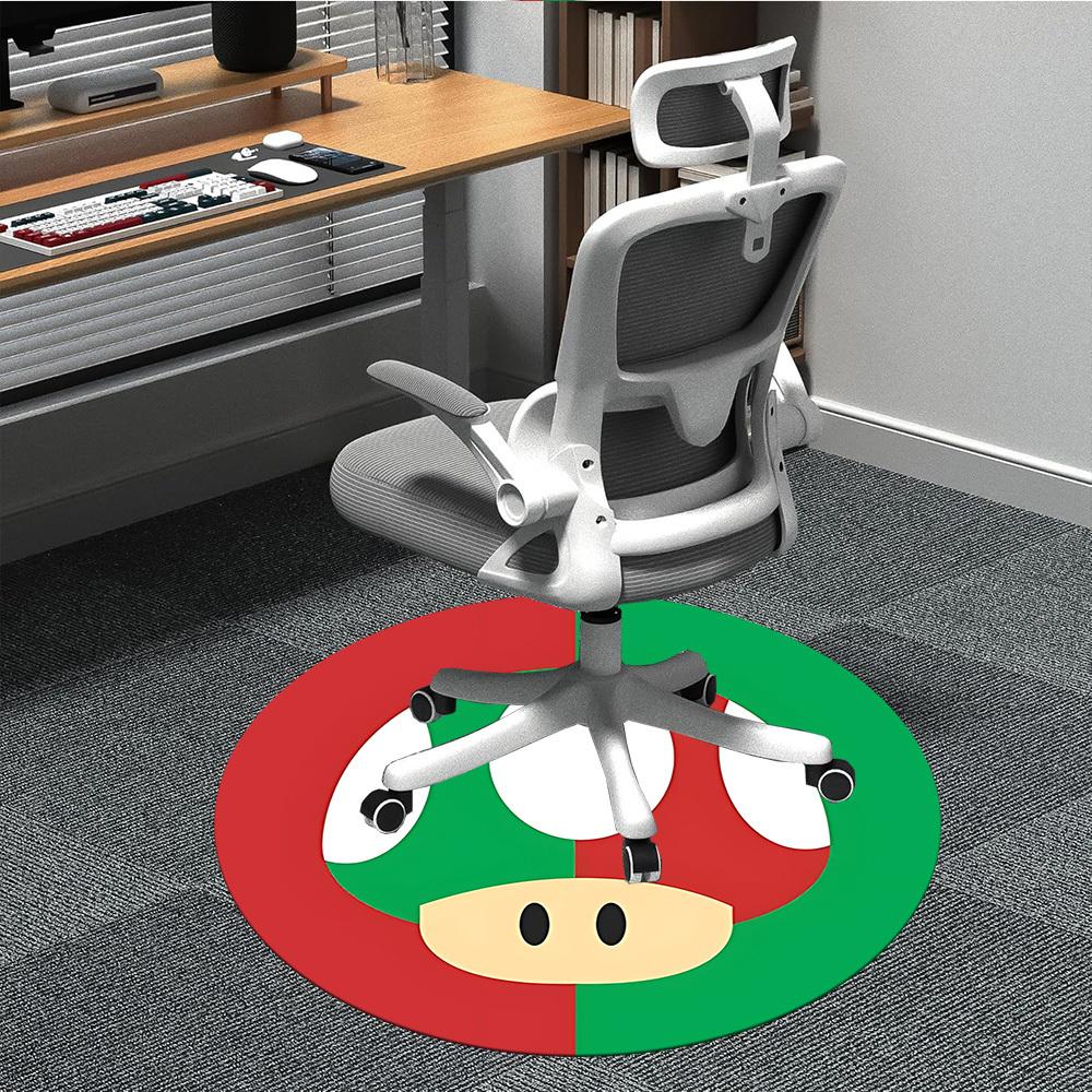 1pcMario Mushroom Icon Office Round Area Rug, Indoor Mat Suitable For Office, Under Office Chairs Bedroom Living Room Home Decor, Room Deco