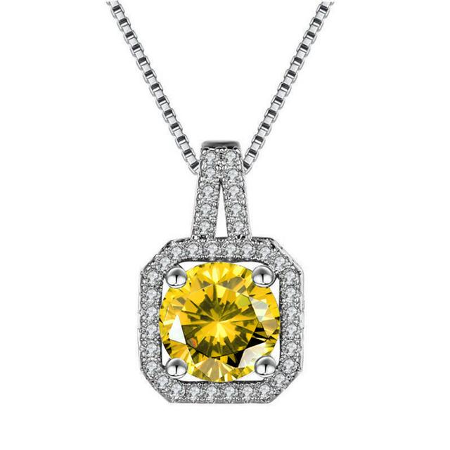 New Female 925 Sterling Silver Gemstone Zircon Cz Party Wedding Women Charm Choker Pendant Necklace Ladies Bridal Jewelry