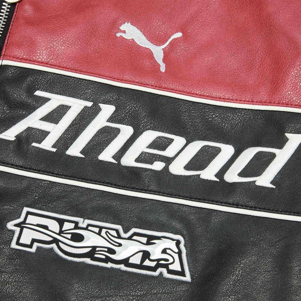 Puma Fw25 Race Ahead Pu Jacket Cny Год Лошади Ограниченная Серия Color Block Гоночный Стиль Стойка Воротник Молния Длинный Рукав Куртка 636031-01