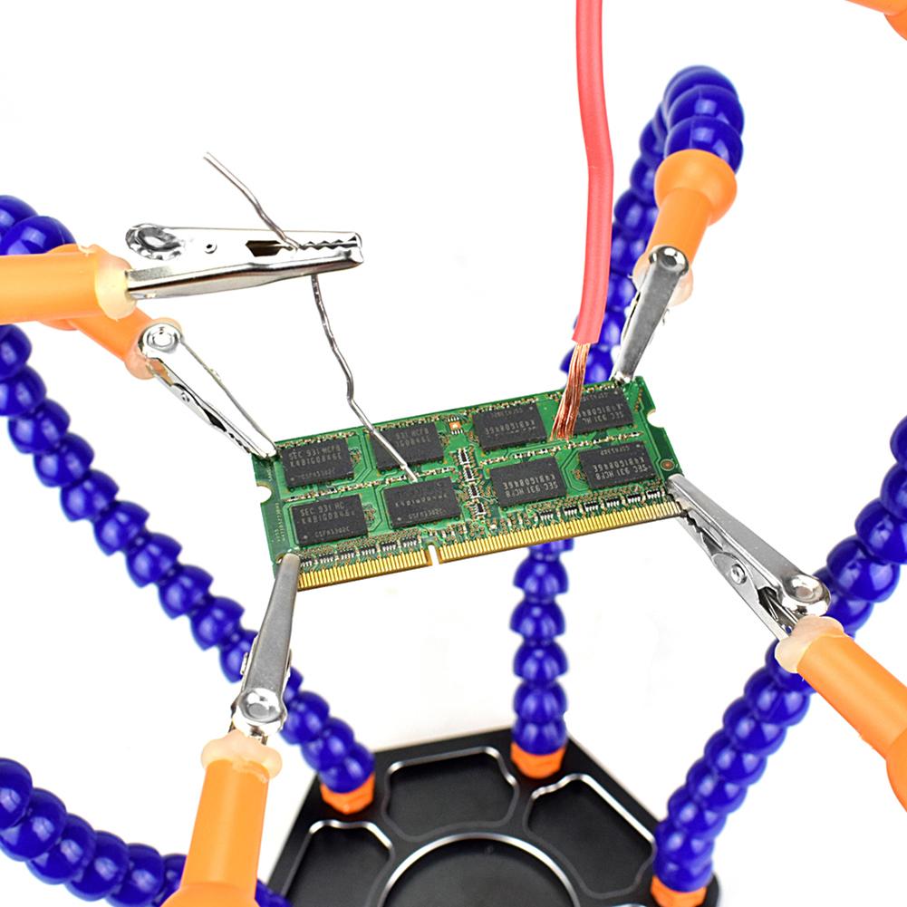 Паяльный держатель 6 гибких кронштейнов Алюминиевый сплав Рабочий стол для сварки и ремонта Вращающиеся зажимы Держатель для печатных плат Съемный для печатной платы