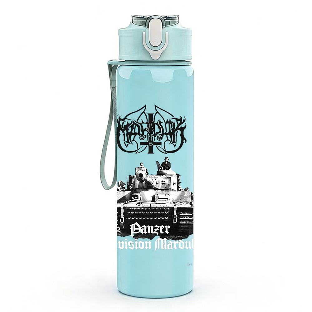 PC Retro Military Tank Grayscale Print 750ml colorful plastic sports water bottle leakproof pop up lid with straw for outdoor work home use
