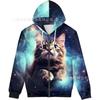 Mens Oversized Hooded Zip-Up Sweatshirt With Realistic 3D Digital Print Casual Long Sleeve Pullover