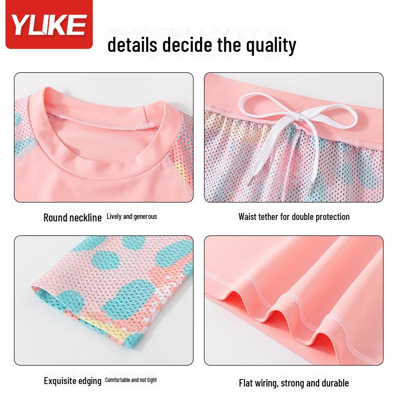 Консервативный купальник-тройка для девочек: Солнцезащитный крем, быстросохнущий, летний стиль