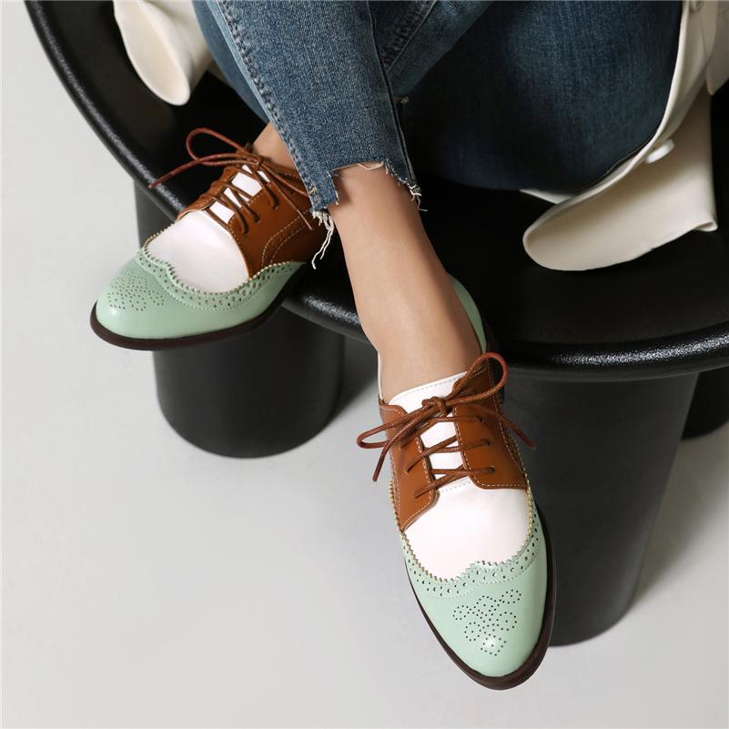 Meotina Женские туфли-лодочки с круглым носком, на среднем каблуке, со шнуровкой, лаконичный дизайн, женская модная повседневная обувь, весна-осень, черный, белый, 46