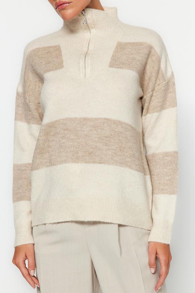 Женский модный стильный свитер, широкий крой, мягкий текстурированный трикотаж на молнии, свитер