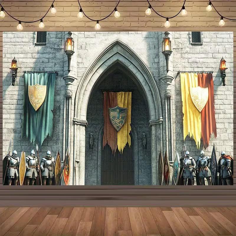 2D Fantasy Medieval Castle Knights Background Cloth for Halloween LARP Party