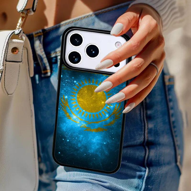 Мягкий чехол для телефона с флагом Казахстана Для iPhone 17 Air 14 15 13 12 Max Чехол Для Apple 14 15 16 16e 11 Pro Max Plus