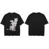 Hip Hop Faded Black TShirt Streetwear Animal Graphic T Shirt Cat Eyes Printed Men Tshirt  Cotton Tops Tees Hipster