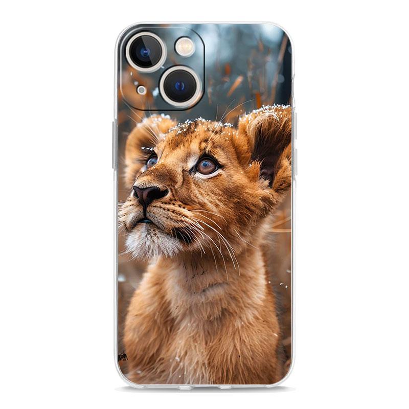 Чехол для телефона «Лев Альфа-самец Детеныш» для iPhone 11 Чехлы iPhone 15 12 13 14 16 Pro Max X XR XS 14 15 Plus 16Pro iPhone16 Прозрачная крышка