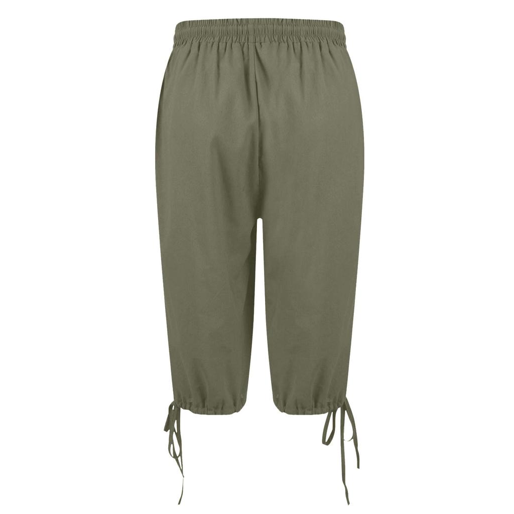 Women's Casual Pockets Elastic Drawstring Casual Pants Leg Drawstring Five Pants Pant